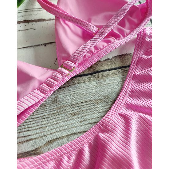 Biquini Asa Delta Canelado Pink ref 488