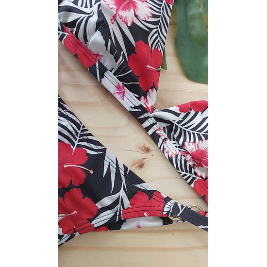 Biquini Fio Dental com Top Fixo Floral Vermelho 565