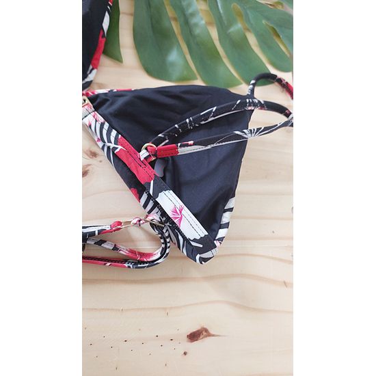 Biquini Fio Dental com Top Fixo Floral Vermelho 565