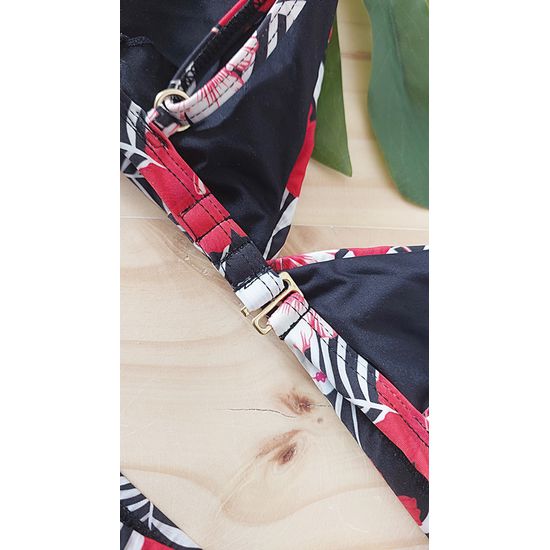 Biquini Fio Dental com Top Fixo Floral Vermelho 565