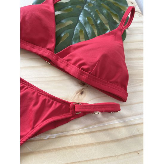 Biquini Fio Dental com Top Fixo Vermelho 568