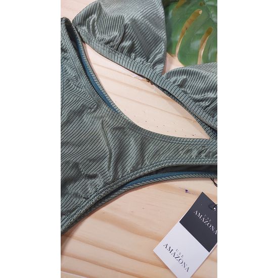 Biquini Asa Delta Canelado Verde Croco 700