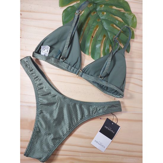 Biquini Asa Delta Canelado Verde Croco 700
