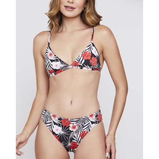 Biquini Clássico ( Cós Médio ) Floral Vermelho 732
