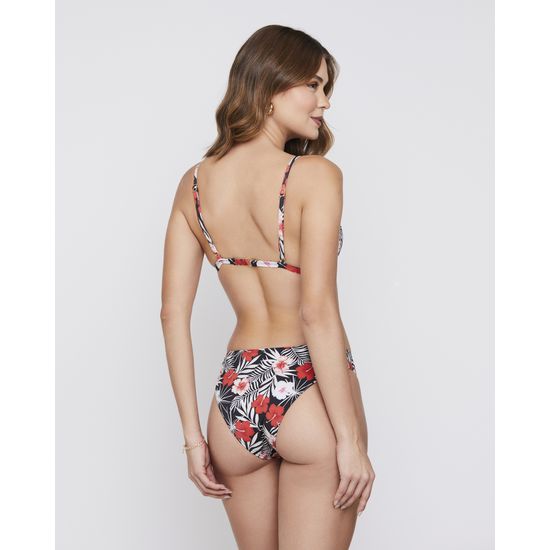 Biquini Clássico ( Cós Médio ) Floral Vermelho 732