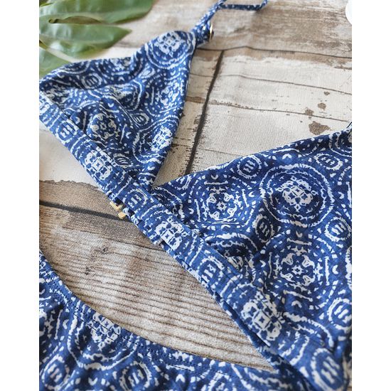 Biquini Asa Delta Tie Dye Azul com Top Fixo 330