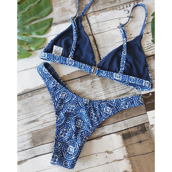 Biquini Asa Delta Tie Dye Azul com Top Fixo 330
