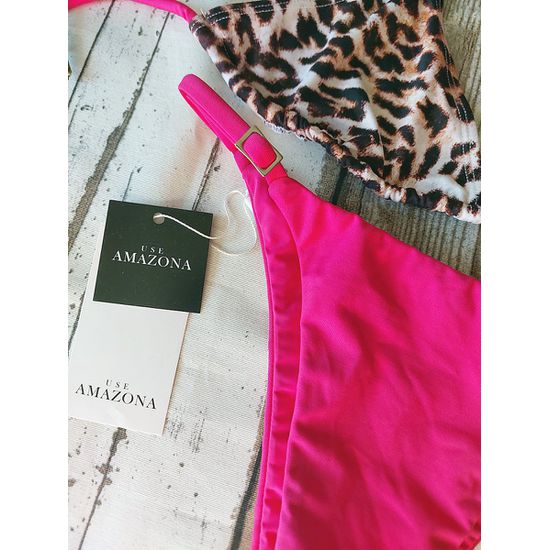 Biquini Top Oncinha com Calcinha Pink 493