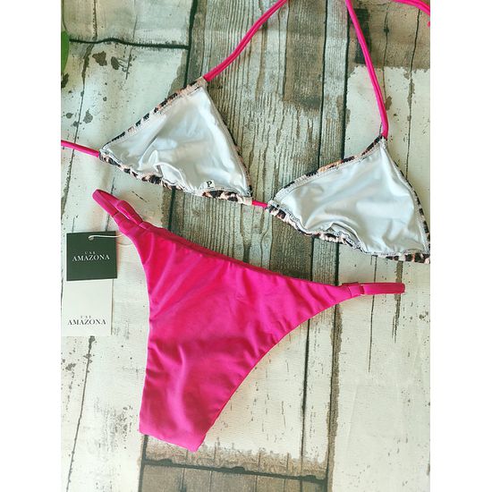 Biquini Top Oncinha com Calcinha Pink 493