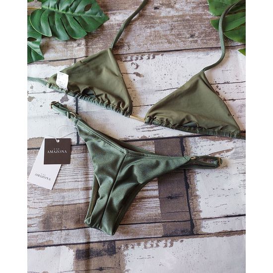 Biquini Fio Dental Verde Croco 086