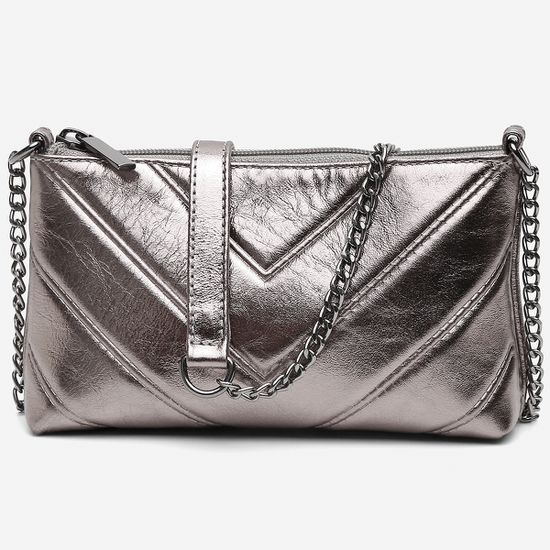 Bolsa Clutch Feminina Isis em Couro Legitimo Onix Alça Corrente