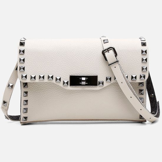 Bolsa Vittal Luxo em Couro Legitimo OffWhite Rico acabamento de Metais 