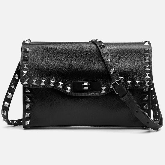 Bolsa Vittal Luxo em Couro Legitimo Preto Rico acabamento de Metais 