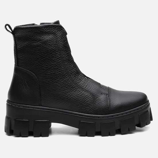 Bota Coturno Only Vittal em Couro Sola Tratorada e Zíper 