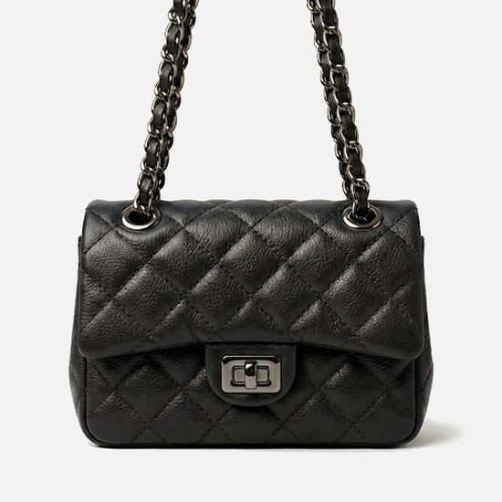 Bolsa Feminina de Couro Legítimo Preto Vittal Cecilia