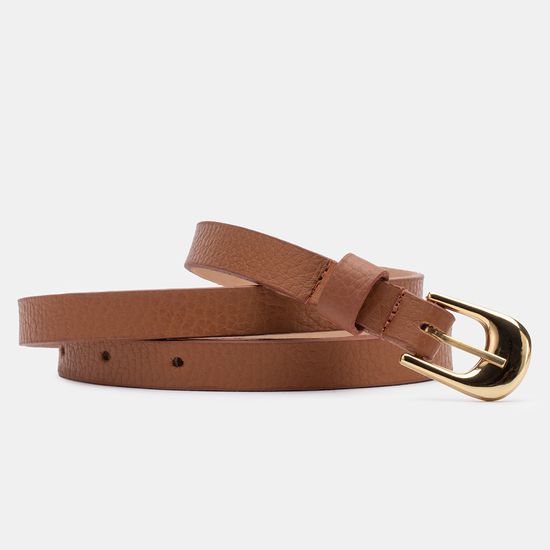 Cinto Feminino Vittal Lia Couro Caramelo Fivela de Pino