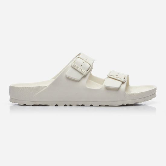 Sandália Papete Feminina 100% Eva 2 Fivelas Off White