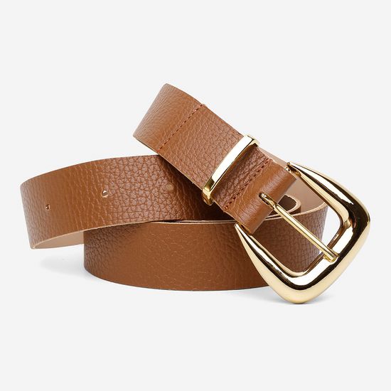 Cinto Feminino Vittal Gabi Couro Caramelo Fivela de Pino