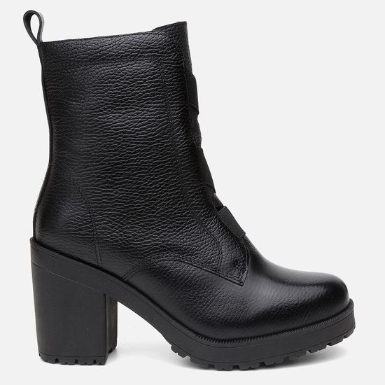 Bota Coturno Feminino Vittal Julia Salto Alto com Elástico e Zíper Preto 