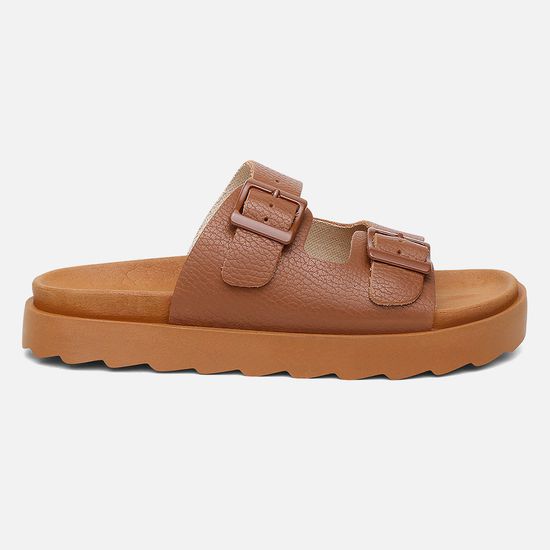 Sandália Papete Vittal Natalie em Couro Legitimo Caramelo