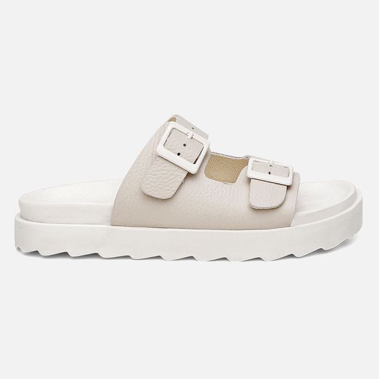 Sandália Papete Vittal Natalie em Couro Legitimo OffWhite