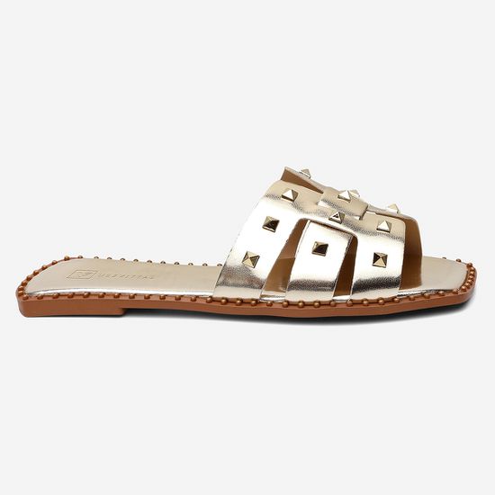 Sandália Rasteira Feminina Vittal Ananda Dourada