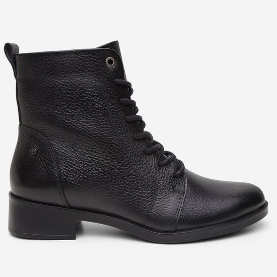 Bota Feminina Vittal em Couro Cano Curto Fechamento Cadarço