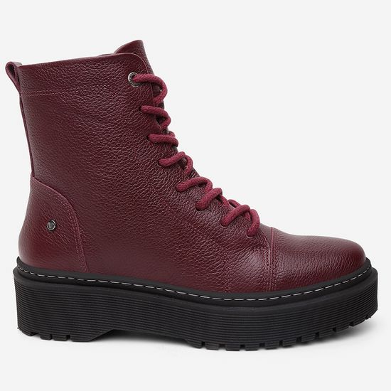 Bota Coturno Feminino Laura Vittal em Couro Legítimo Bordo