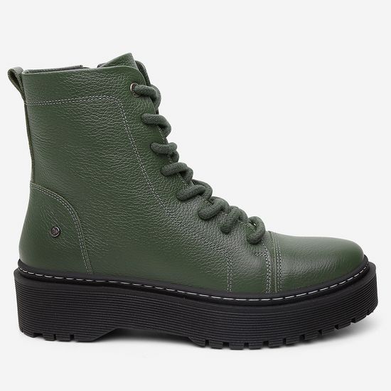 Bota Coturno Feminino Laura Vittal em Couro Legítimo Verde