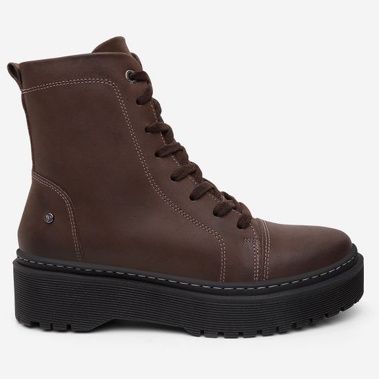 Bota Coturno Feminino Laura Vittal em Couro Legítimo Café