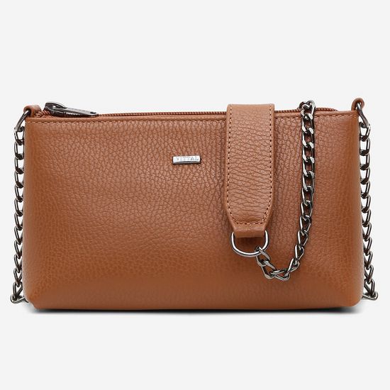 Bolsa Feminina Vittal Clutch Annelise em Couro Legitimo Caramelo Alça Corrente