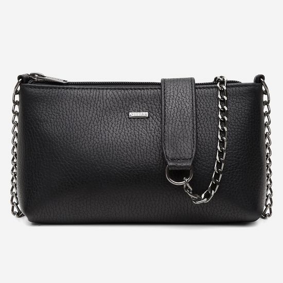 Bolsa Feminina Vittal Clutch Annelise em Couro Legitimo Preto Alça Corrente 