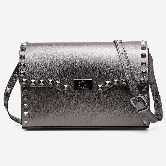 Bolsa Vittal Luxo em Couro Legitimo Onix Rico acabamento de Metais