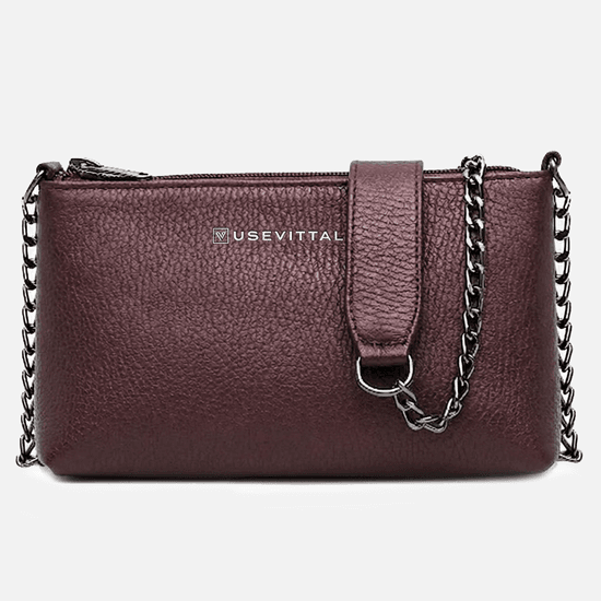 Bolsa Feminina Vittal Clutch Annelise em Couro Legitimo Bordo Alça Corrente