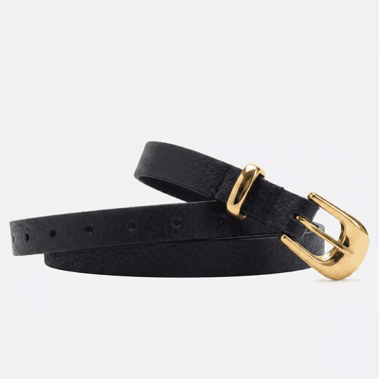 Cinto Feminino Vittal Lia Couro Preto Fivela de Pino 