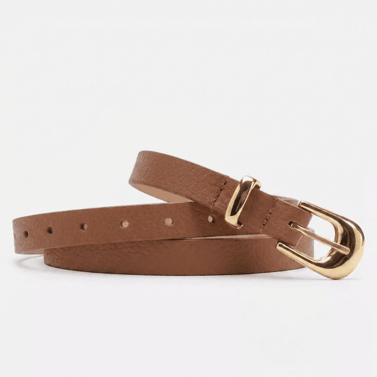 Cinto Feminino Vittal Lia Couro Caramelo Fivela de Pino