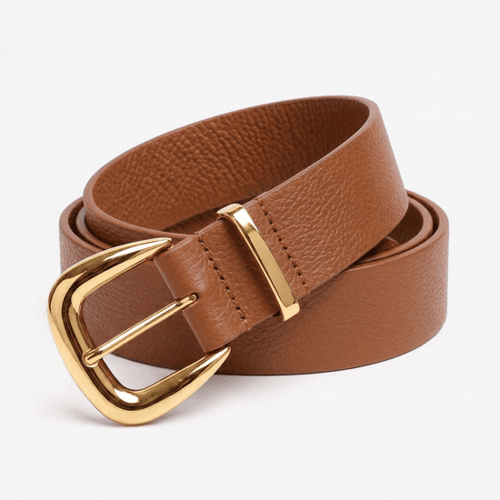 Cinto Feminino Vittal Gabi Couro Caramelo Fivela de Pino