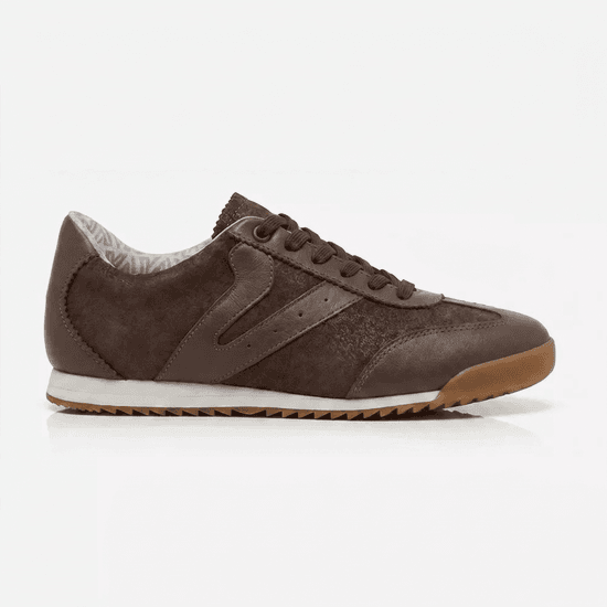 Tênis Feminino Couro Legítimo Naomi Café Casual Vittal Clássico Retrô 