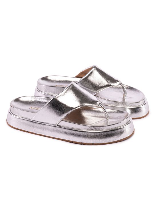 Sandália Fran Flatform de Dedo Prata - Arietto