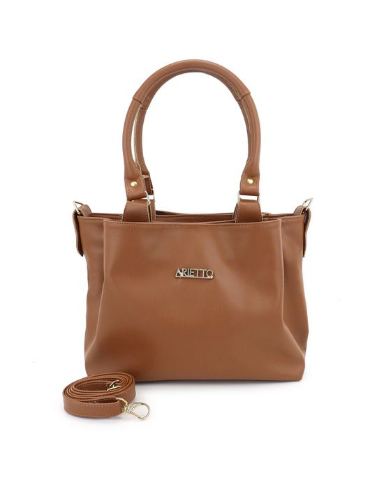 Bolsa Média Com Alça Mão e Transversal Gabi Carame... - Arietto