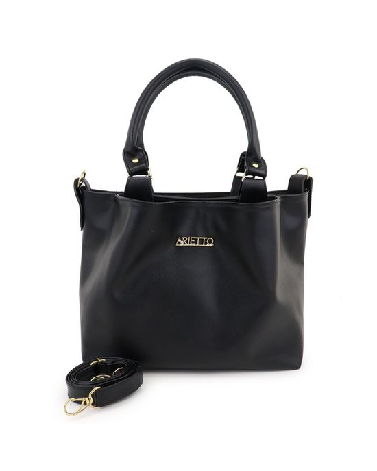 Bolsa Média Com Alça Mão e Transversal Gabi Preta... - Arietto