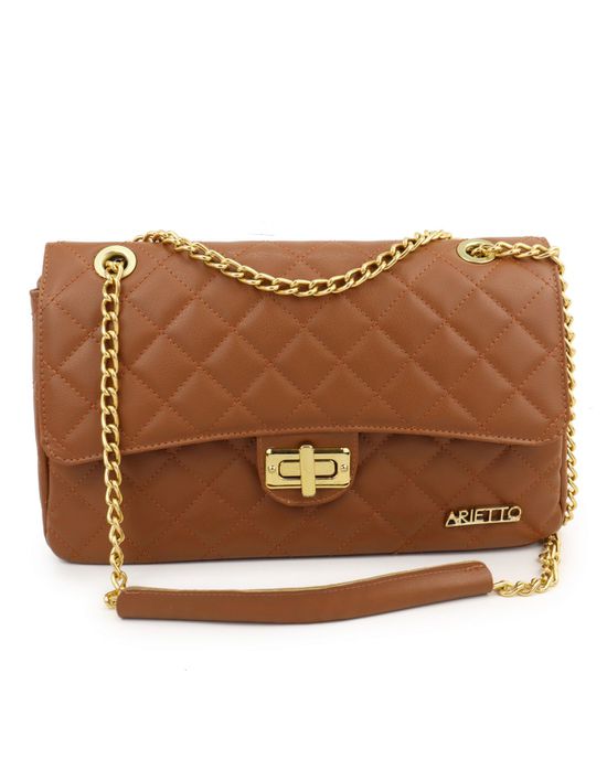 Bolsa Média Com Alça de Corrente Manu Caramelo - Arietto