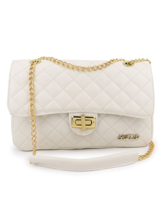 Bolsa Média Com Alça de Corrente Manu Off White - Arietto
