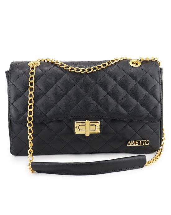 Bolsa Média Com Alça de Corrente Manu Preta - Arietto