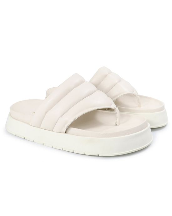 Sandalia Papete de Dedo Sola Alta Leona Off White - Arietto