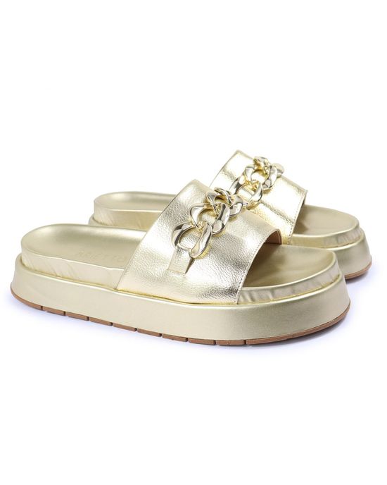 Papete Feminina Corrente Lucia Sola Alta Dourada - Arietto