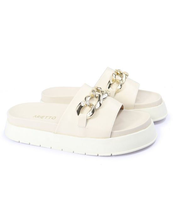Papete Feminina Corrente Lucia Sola Alta Off White - Arietto