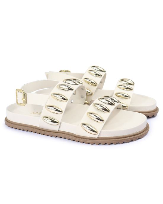 Sandalia Papete Sola Baixa Lara Off White - Arietto