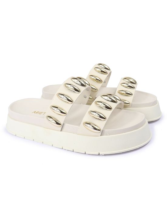 Sandalia Papete Sola Alta Isis Off White - Arietto