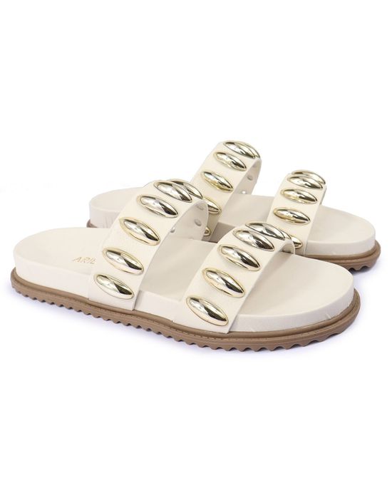 Sandalia Papete Sola Baixa Isis Off White - Arietto